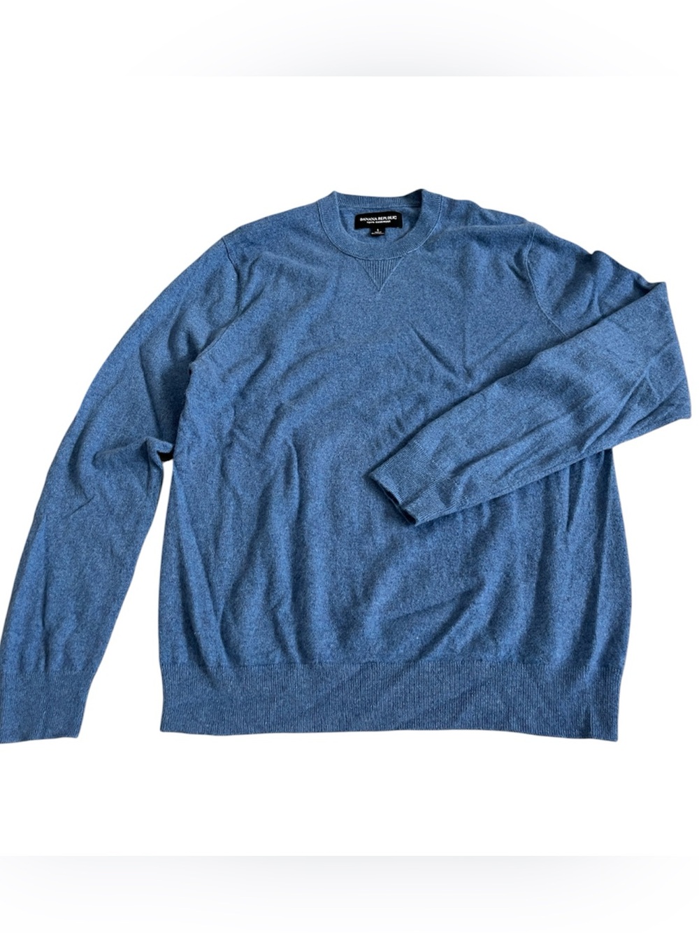 Banana Republic Monogram 100% Cashmere Sweater Crew Neck Blue Mens L Fall Luxury